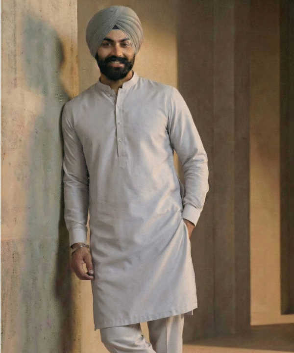 Premium Giza Cotton Grey Kurta Pajama Per Meter ₹590