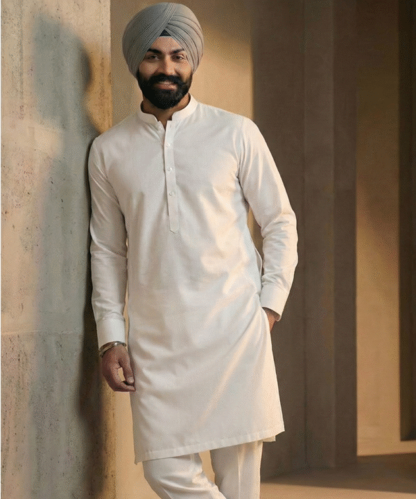 Stain free Giza cotton White Kurta Pajama Per Meter ₹520