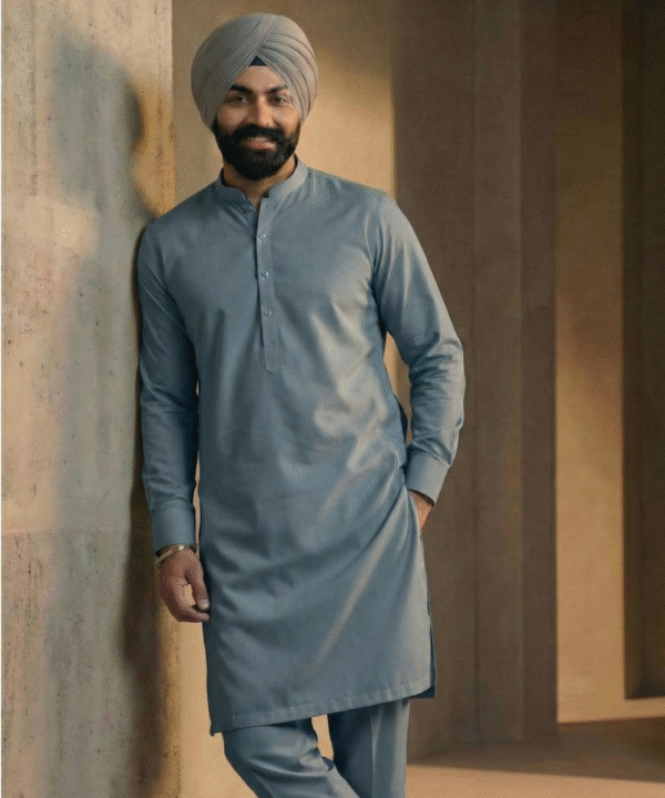 Steel Blue Kurta Pajama Per Meter ₹385