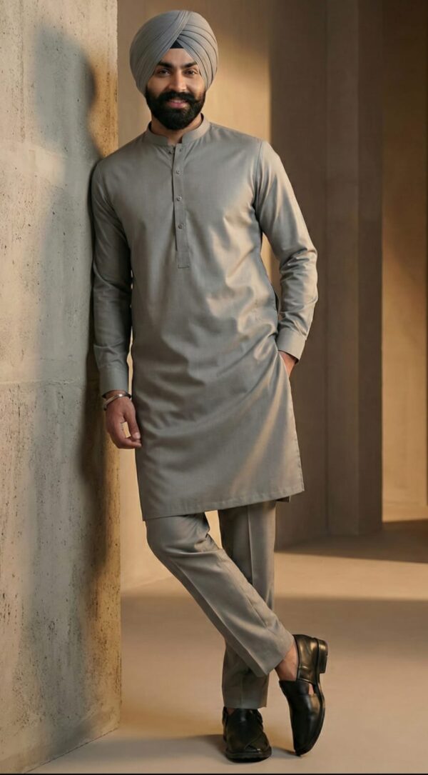 Mernio febric cotton Grey Kurta Pajama Per Meter ₹385